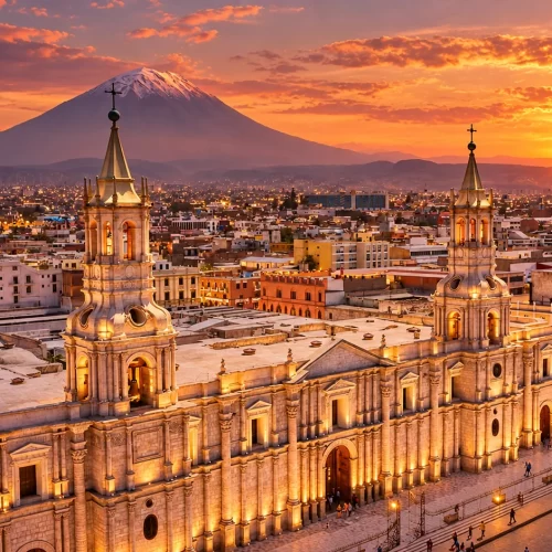 Arequipa by Evening: Illuminated Sillar Architecture, Rooftop Terraces & Quiet Courtyards