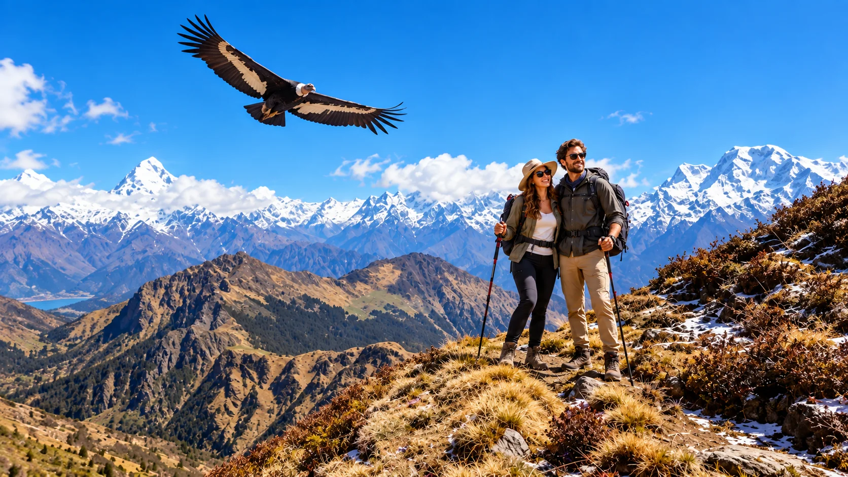 Colca Canyon View with Flying Condor
