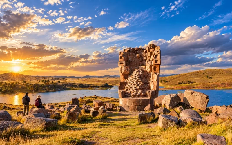 Sillustani Funeral Towers (Chullpas): Exploring Pre-Inca Tombs at Lake Umayo at Sunset